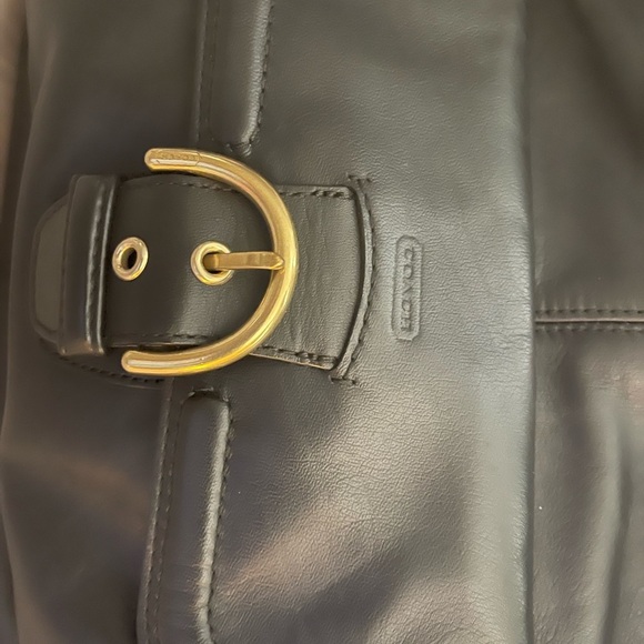 Coach Campbell Black Leather Shoulder Hobo Bag with Gold Accents Coach - Picture 4 of 6